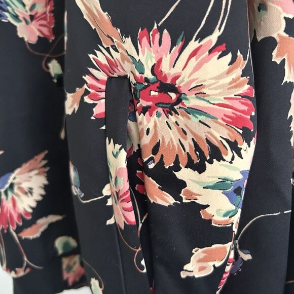 Chaps Satin Bomber Jacket Size L Black Pink Floral Colorful Snap Buttons - Picture 8 of 16